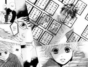 la mise en scène du karuta pour les personnages enfants