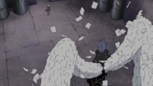 Jiraya face à Konan, l'ange messager du dieu Pain