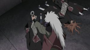 Jiraya tuant les 3 Pain